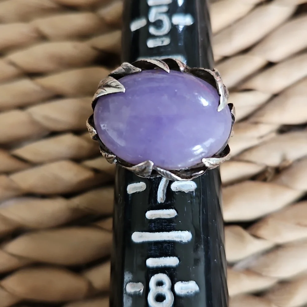 💟HP💟Lavender Jadeite Jade Silver Ring - Picture 8 of 8